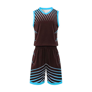 Conjunto de Camiseta de Baloncesto a Rayas Marrón y Azul para Hombre, Cuello en V, Sin Mangas, Secado Rápido, Uniforme Deportivo para Todas las Temporadas, Corte Regular - Product Image 1