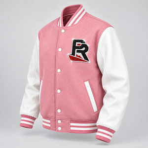 Chaqueta universitaria de animadora para mujer con letras y pedrería, estilo bomber, con ribetes acanalados de primera calidad, la mejor calidad, último diseño. - Product Image 3