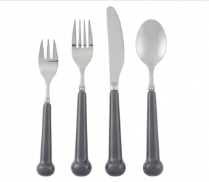 Ensemble de couverts modernes en acier inoxydable, 4 pièces, couteau, fourchette, cuillère, ustensiles de service avec poignées en résine, compatibles lave-vaisselle, pour la restauration - Product Image 1
