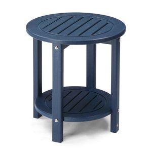 Navy Blue 2-Tier HDPE Adirondack Side Table Weather Resistant Small Outdoor Patio End Table - Product Image 1