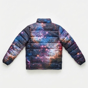 Chaqueta Acolchada Unisex con Estampado de Galaxia, Cuello Alto, Cierre de Cremallera, Resistente al Viento, Informal de Invierno, Relleno Grueso de Poliéster, Largo Regular - Product Image 2