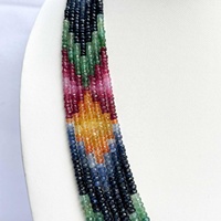 Collier de perles de pierres précieuses naturelles de qualité supérieure, émeraudes, rubis, saphirs facettés, rondelles, prix d'usine