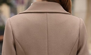 Manteau Trench en Laine Élégant pour Femme, Double Boutonnage, Col Cranté, Longueur Midi, Manches Longues, Couleur Unie, Vêtement d'Extérieur Automne, Garde au Chaud - Product Image 5