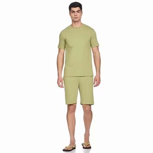 Men's Summer Casual Solid Crew Neck Breathable Polyester/Cotton Heat-Transfer Printed <b>Knitted</b> T-Shirt Shorts <b>Set</b> - Product Image 6