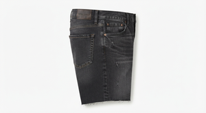 <b>Black</b> Washed Woven Denim Solid Windproof <b>Shorts</b> <b>Men</b> Casual Streetwear Frayed Hem Button Fly Mid Waist Summer - Product Image 3