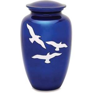 Enamel Aluminium Cremation <b>Urn</b> Secure Threaded Lid Unique Hand-Design Wave Pattern | Durable Adult Human Ashes Funeral <b>Urn</b> - Product Image 5