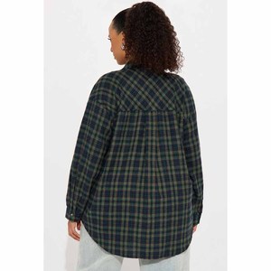 Custom Logo <b>Women</b> Flannel Shirt Oversized Plaid Button Down <b>Shacket</b> Casual Soft Cotton Checkered Jacket Tops Outerwear - Product Image 5