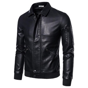 Blouson Moto Homme en Cuir Véritable Noir, Col Montant, Fermeture Éclair, Coupe Slim, Longueur Standard, Couleur Unie, Idéal pour l'Automne – Vente en Gros - Product Image 5