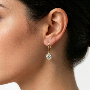 Solitaire <b>Dangle</b> <b>Earring</b> 14k <b>gold</b> fine jewelry IGI Certified Round cut Lab Grown diamond bezel leverback <b>Earrings</b> Everyday Wear - Product Image 3