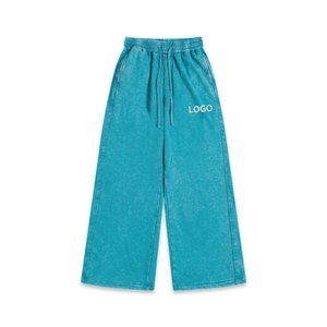 Pantalon de survêtement évasé vintage pour homme, en coton, style streetwear, coupe décontractée, motif graphique délavé - Product Image 3