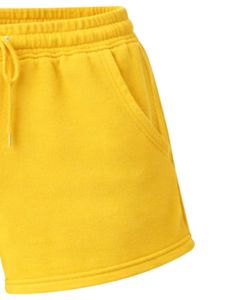 Shorts en molleton de coton jaune vif personnalisés pour femmes, taille élastique, décontractés, pour l'été, vêtements de détente, fabricant sur mesure, qualité supérieure - Product Image 4