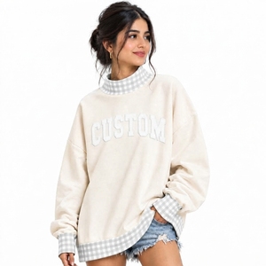 Sudadera Oversize Personalizada para Mujer con Cuello Mockneck, de Algodón Afelpado, Manga Larga, Hombro Caído y Dobladillo Acanalado - Proveedor - Product Image 1