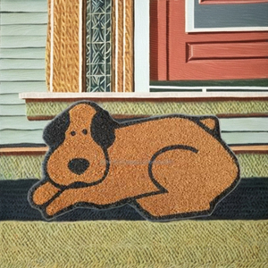 Paillassons en fibre de coco lavables et touffetés avec motif original en forme de patte et dos antidérapant en caoutchouc - Product Image 4