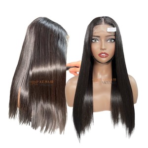 Raw Vietnamese Hair Swiss Lace Front <b>Wigs</b> Long Length Remy Hair Cuticle Aligned Natural Black Top Quality - Product Image 5