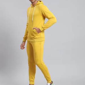 ชุดวอร์มผู้ชายสีเหลืองแบบแห้งเร็ว ระบายอากาศได้ดี ผ้าเฟรนช์เทอร์รี่ พิมพ์ลายตามสั่ง ขนาดใหญ่พิเศษ 2 ชิ้น - Product Image 3