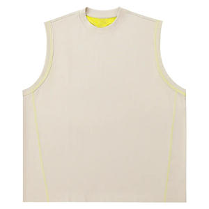 Débardeur Homme Respirant 260 GSM en Mélange Coton Polyester Double Face Couleur Contrastante Teint Uni Sans Manches Style Urbain - Product Image 1