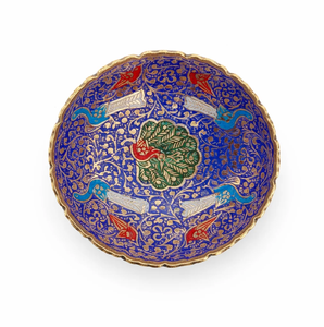 ชามทองเหลือง Openwork ที่มีศูนย์เคลือบฟันดอกไม้ที่มีสีสันจัดอยู่ในการออกแบบตาข่ายเปิดที่มีจำหน่ายในราคาขายส่ง - Product Image 4