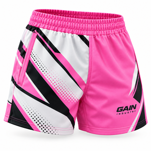 Shorts de Rugby Personalizados al por Mayor para Hombre, con Bolsillos con Cremallera Sublimados, de Poliéster, Unisex, Doble Costura, Secado Rápido y Transpirables - Product Image 1