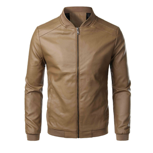 OEM Wholesale <b>Men</b> Leather Bomber <b>Jacket</b> Front Zipper Functional Pockets Breathable Casual Wear Leather Bomber <b>Jacket</b> For <b>Men</b> - Product Image 1