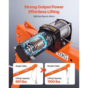 Grúa Eléctrica para Camión, 1100 Libras, 12V, Cabrestante de 3000 Libras, Pluma Telescópica Giratoria de 360°, 6m de Altura, Capacidad de 1 Tonelada - Product Image 3