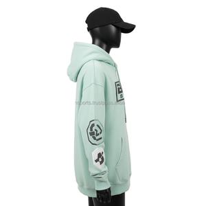 Sudadera con capucha Premium para mujer 330 GSM Fleece Mint Green Oversized Fit Custom Logo High Density Screen Print Design Women Basics Hoodies - Product Image 3