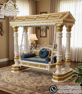 Indian Handmade Treated Wood <b>Swing</b> For Homes Double Pole Outdoor Furniture Traditional Seat 3 People Peacock <b>Swing</b> Set - Product Image 6