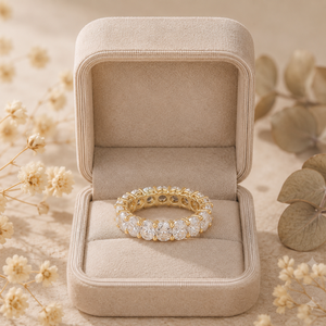 แหวนแต่งงานเพชรทรงรีทองคำขาว 14K หรูหราแบบขายส่ง แหวนสัญญาแบบกำหนดเองได้ เป็นของขวัญ - Product Image 5
