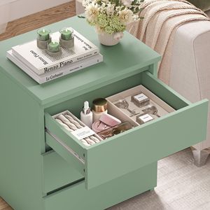 Green <b>3</b>-<b>Drawer</b> Nightstand Wooden <b>Bedside</b> <b>Cabinet</b> for Living Room Apartment Villa - Product Image 4