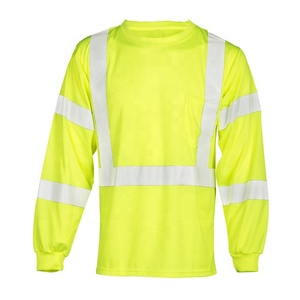 Class 3 High Visibility Yellow <b>Reflective</b> Safety Shirt Long Sleeve Warning <b>Top</b> for Construction Hi Vis Workwear Shirt - Product Image 1