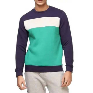 Sweat-shirt à col rond pour homme, à blocs de couleur, manches régulières, design patchwork, tricoté, 100% coton, 300g, respirant, pour l'hiver - Product Image 5