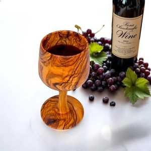 Vaso de chupito de madera redondo hecho a mano, diseño clásico, ecológico, estilo Ali Fashion Art, para vino, cócteles y fiestas, 150 ml - Product Image 1