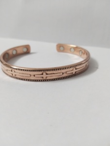 Copper Cuff <b>Bracelet</b> With Cross Embossed Design Fashionable <b>Metal</b> Jewelry For Men Women - Product Image 1