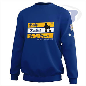 Sudadera de la Hermandad Sigma Gamma Rho Azul y Amarilla Fundada en 1922 con Bonitos Poodles, Ropa Universitaria para Miembros de la Hermandad SGR - Product Image 2
