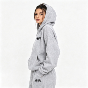 AMCLEVER Unisex Gray Hooded <b>Waterproof</b> <b>Tracksuit</b> Full Length Regular Fit Solid Color Casual Sweatshirt Front Side Pockets Summer - Product Image 1