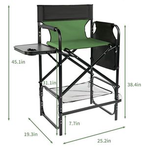 4 Sedie da Campeggio Portatili con Portabicchieri Integrati e Tavolino Laterale con Vano Portaoggetti, Altezza 31 Pollici e Altezza Bar - Product Image 1