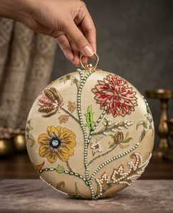 Custom Printed Embroidery Half Moon Beaded Fashion Casual Clutch Bag <b>for</b> <b>Women</b> Handmade Wedding Party Evening - Product Image 1