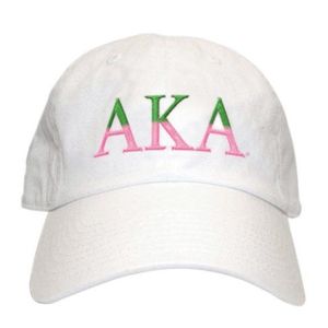 AKA Two Tone Letter Hat White Adjustable Cotton <b>Baseball</b> <b>Cap</b> with Embroidered Greek Sorority Headwear for Women - Product Image 1