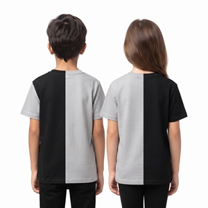 Custom Kids Split Color <b>Heart</b> Leisure <b>Tops</b> Crew Neck Short Sleeve T Shirts for Boys Girls Unisex Clothing Wholesale <b>Tops</b> Apparel - Product Image 6