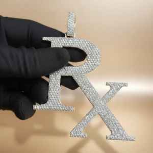 Colgante Vvs Moissanite Totalmente Cubierto de Diamantes, Plata 925, Colgante con Letra HipHop, Letra Inicial del Nombre, Colgante Brillante para Hombres y Mujeres - Product Image 6