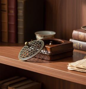 Quemador de incienso de madera con taza de metal para quemar incienso de Oud Bakhoor y decoración aromática para el hogar. - Product Image 2