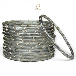 Brazaletes de boda chapados en oro con diseño de gota de lluvia, estilo Kashmiri gris transparente con apariencia de diamante, detalles de cristal, para mujer, de alta calidad. - Product Image 2