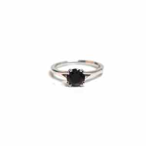 Anillo de compromiso de lujo con diseño de ónix negro, plata de ley 925 y chapado en oro de 14 quilates para mujer - Product Image 4