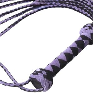 Fouet en nylon violet et noir avec poignée tressée et extrémité bouclée - Product Image 4