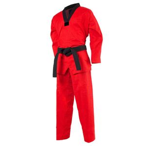 Uniforme de Kung Fu Rojo para Hombre, 100% Algodón, Ropa de Artes Marciales, Corte Regular, Talla Adulto, Estilo Liso Teñido, Duradero - Product Image 3