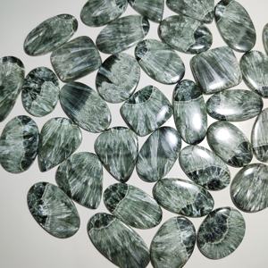 Lote al por mayor de cabujones de serafinita natural |   Piedras Sueltas de Serafinita Verde Lisa para Joyería de Macramé, Gemas Mahnaj - Product Image 4
