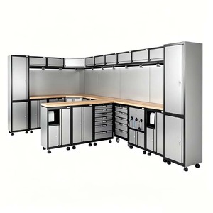 Armoire industrielle modulaire en acier à 10 tiroirs, organisateur à panneaux perforés, robuste, pour garage, avec système de verrouillage à cadenas - Product Image 1