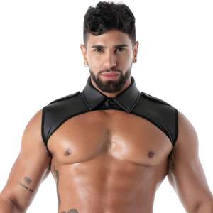 Arnés de Pecho de Encaje Negro para Hombre con Cuello de Piel Sintética, Ajustable, Transpirable y Ecológico - Product Image 2