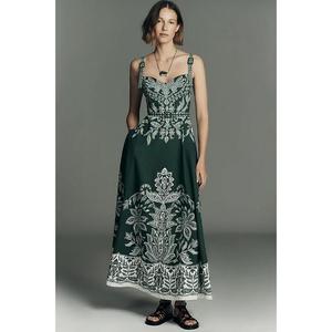 High Quality Cotton Custom Summer Breathable Sleeveless V-Neck Long Dresses Floral Print <b>Spaghetti</b> <b>Strap</b> Maxi Dress Women - Product Image 1