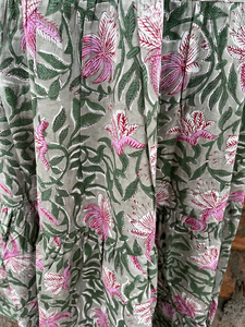 Vestido informal de algodón blanco con estampado a mano indio para mujer, transpirable, con cintura elástica, falda larga, a precio de fábrica. - Product Image 6