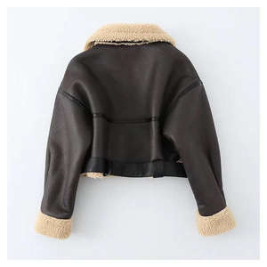 Chaquetas de Motociclista Personalizadas para Mujer, Abrigos de Moda con Forro de Lana y Piel, Elegantes, con Cinturón y Cremallera, Talla Grande, Abrigo de Cuero - Product Image 5